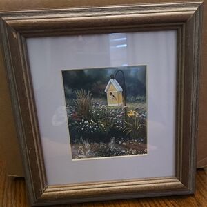 Framed Garden Scene Artwork - Kristi's Garden By Rick Kelley (Print) 9x9